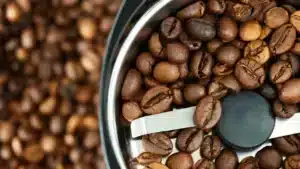 Coffee grounds ground to different sizes, from extra fine to extra coarse